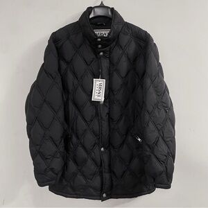 RARE Vintage Versace Black Quilted Nylon Puffer Plume Feather Down Coat Jacket